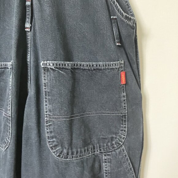 Vintage Ikeda Overalls Mens XL Black Denim Workwear Dungaree Bib One Piece - Picture 5 of 12
